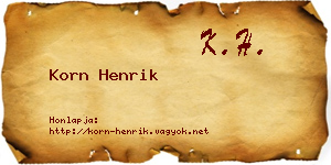 Korn Henrik névjegykártya